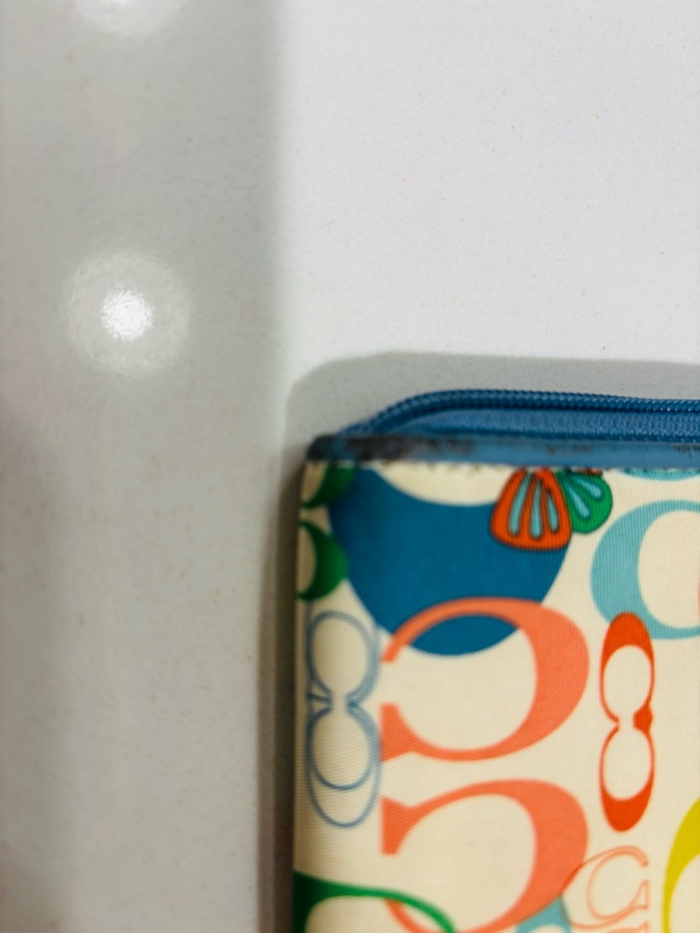 Coach Wristlet Wallet Signature Print Blue Trim Zip Around - Picture 8 of 9